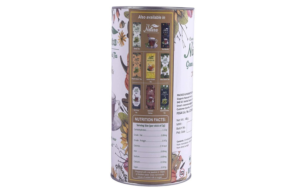 Crave Natura Green Herbal Tea Sticks    Container  40 grams